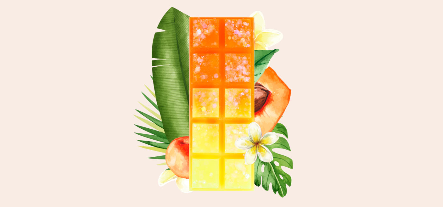 Fondant parfumé Summer Peach aux senteurs fruitées de pêche et monoï.